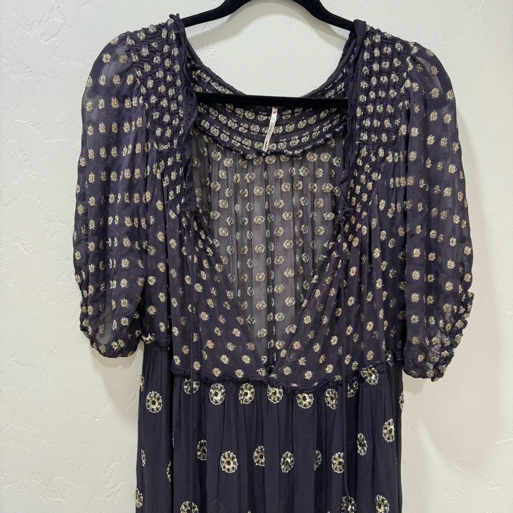 Free People Stella Maxi Midi Dress Women's Medium Sheer *No Slip